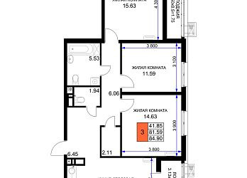Объявление 3-к квартира, 84.9&nbsp;м&sup2;, 7/18 эт.