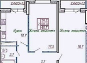 2-к квартира, 60.7 м², 3/25 эт. - 2901101